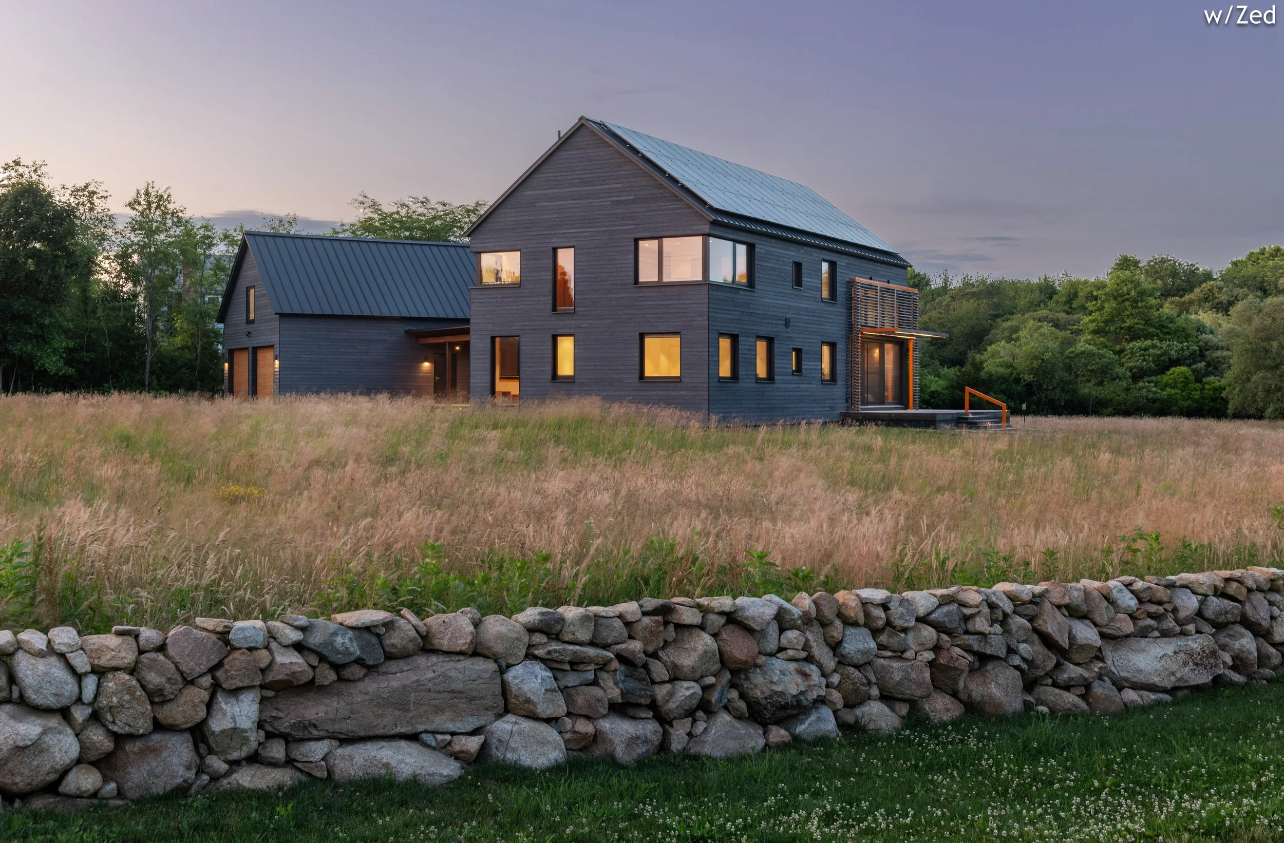 BEASLEY ARCHITECTURE AND DESIGN - JAMES BEASLEY ARCHITECT - BaaD - rural architecture - barndominium -   - HUMAN ARCHITECTURE - HOUSE IN field - MAINE - NEW ENGLAND - RHODE ISLAND CUSTOM architecture - simple form - zero Energy Design - Crafted Space