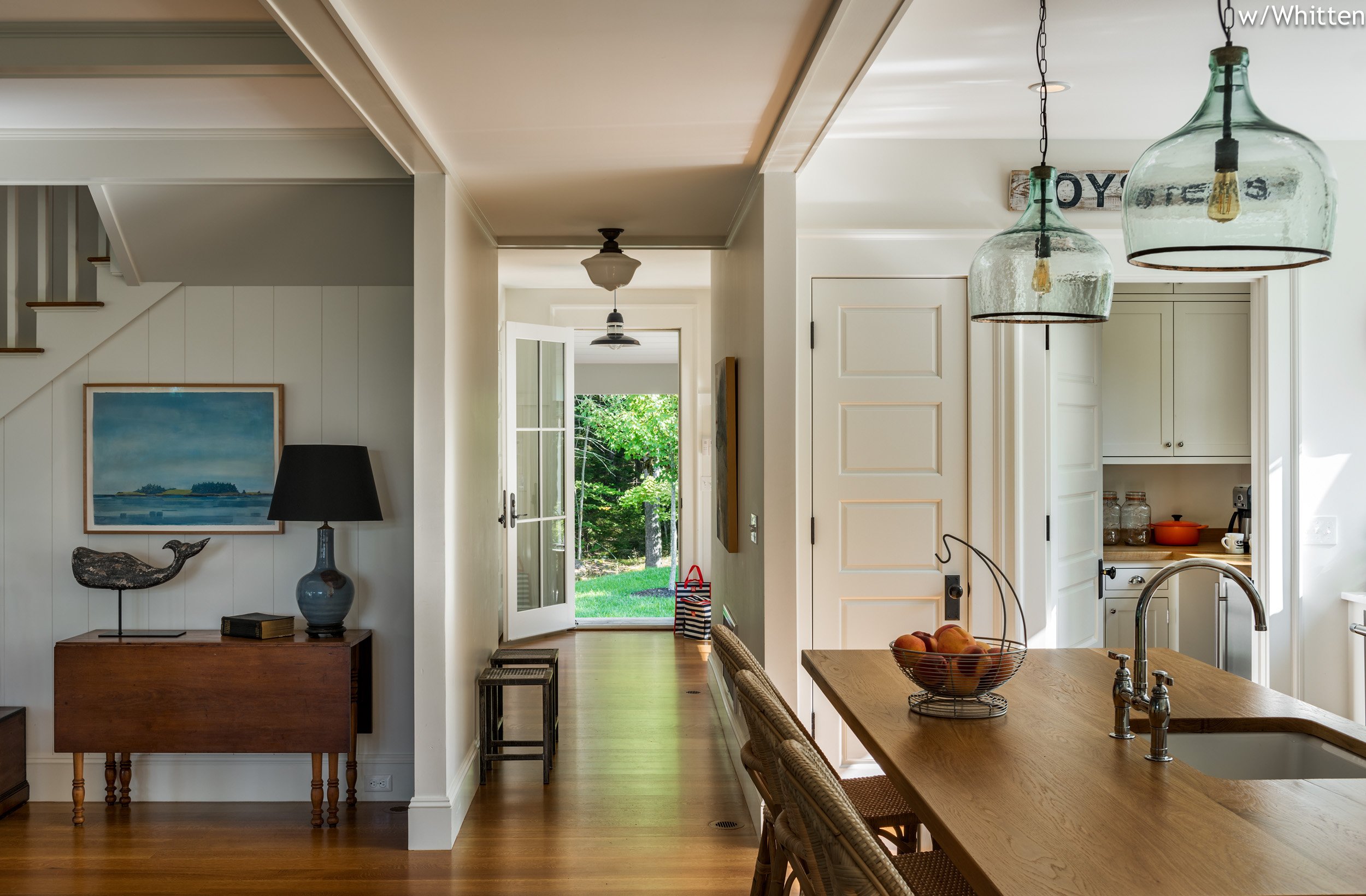 BEASLEY ARCHITECTURE AND DESIGN - JAMES BEASLEY ARCHITECT - shingle style - coastal architecture- screen porch - HUMAN ARCHITECTURE - fireplace - MAINE - NEW ENGLAND - CUSTOM archititecture - traditional - sleeping porch - open corner fireplace