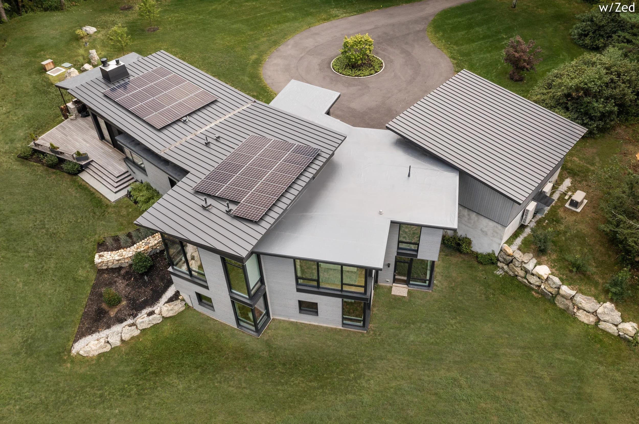 BEASLEY ARCHITECTURE AND DESIGN - JAMES BEASLEY ARCHITECT - BaaD -midcentury modern - pastural architecture - screen porch - HUMAN ARCHITECTURE - fireplace - MAINE - NEW ENGLAND - CUSTOM architecture - modern -  zero energy design - New England Conte