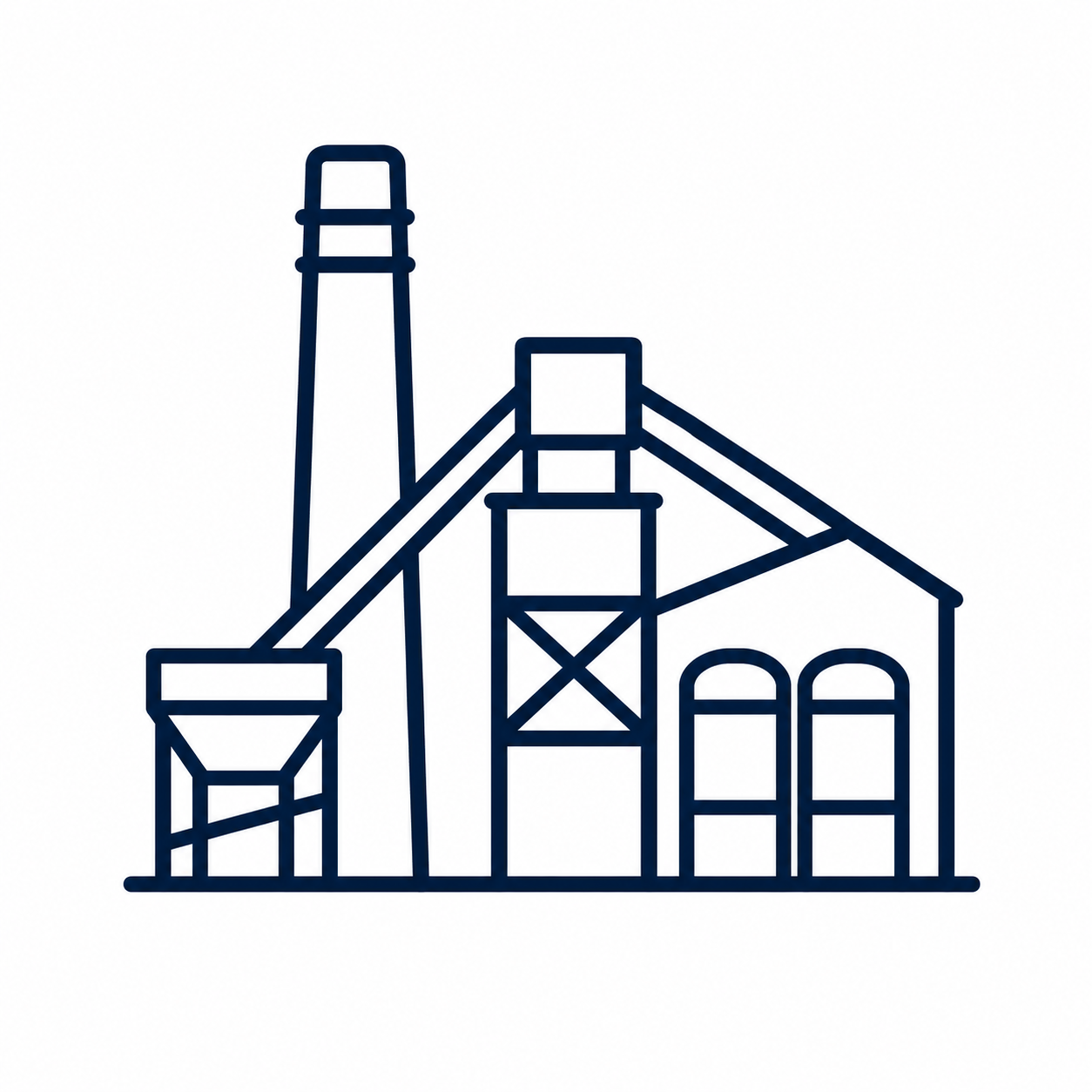 Factory icon representing asphalt and concrete plant efficiency