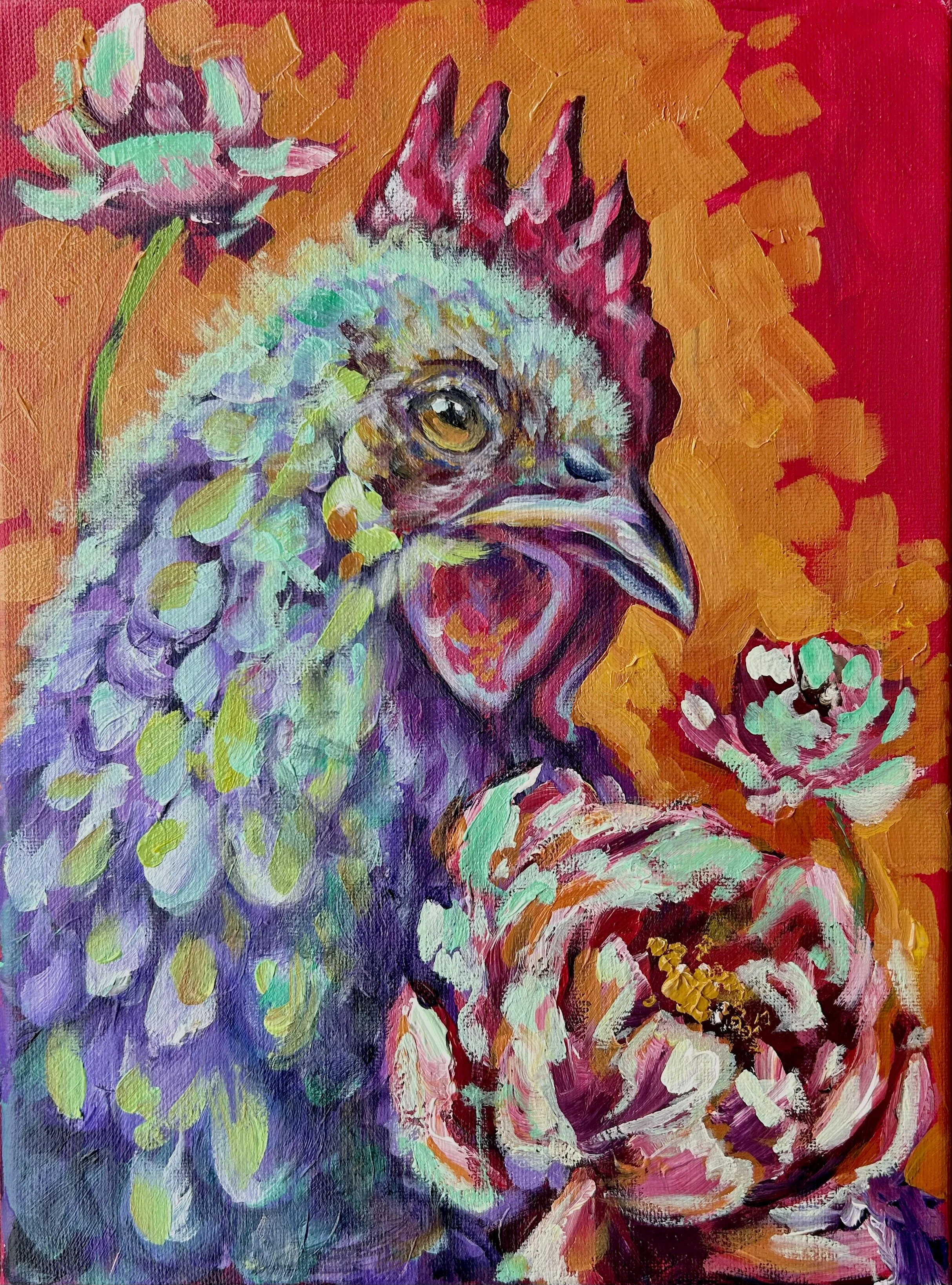 Colorful Chicken (June 2026) 8x10 in. Original