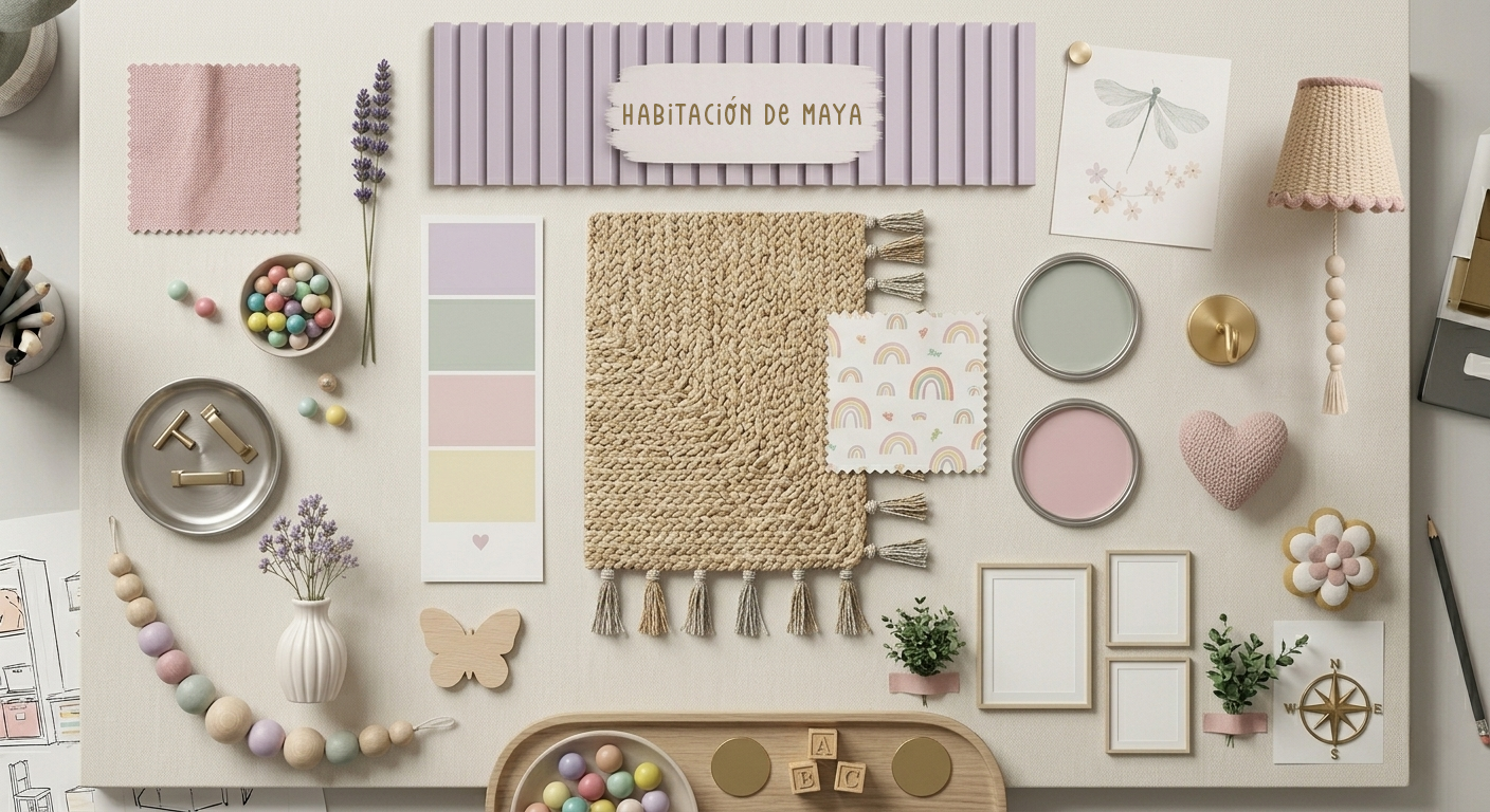 Moodboard inspiracion para niña pequeña habitacion infantil diseño