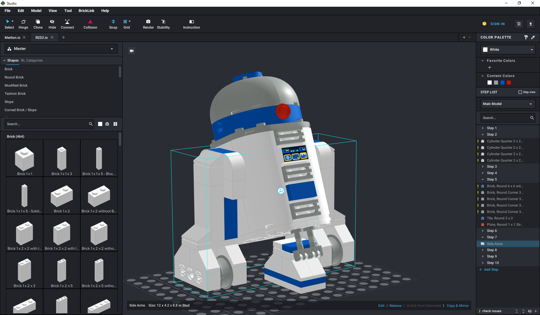 BrickLinks Studio R2D2 LEGO design