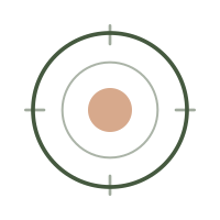 A close-up view of a pinkish-brown, rounded object within a green target or crosshair overlay.