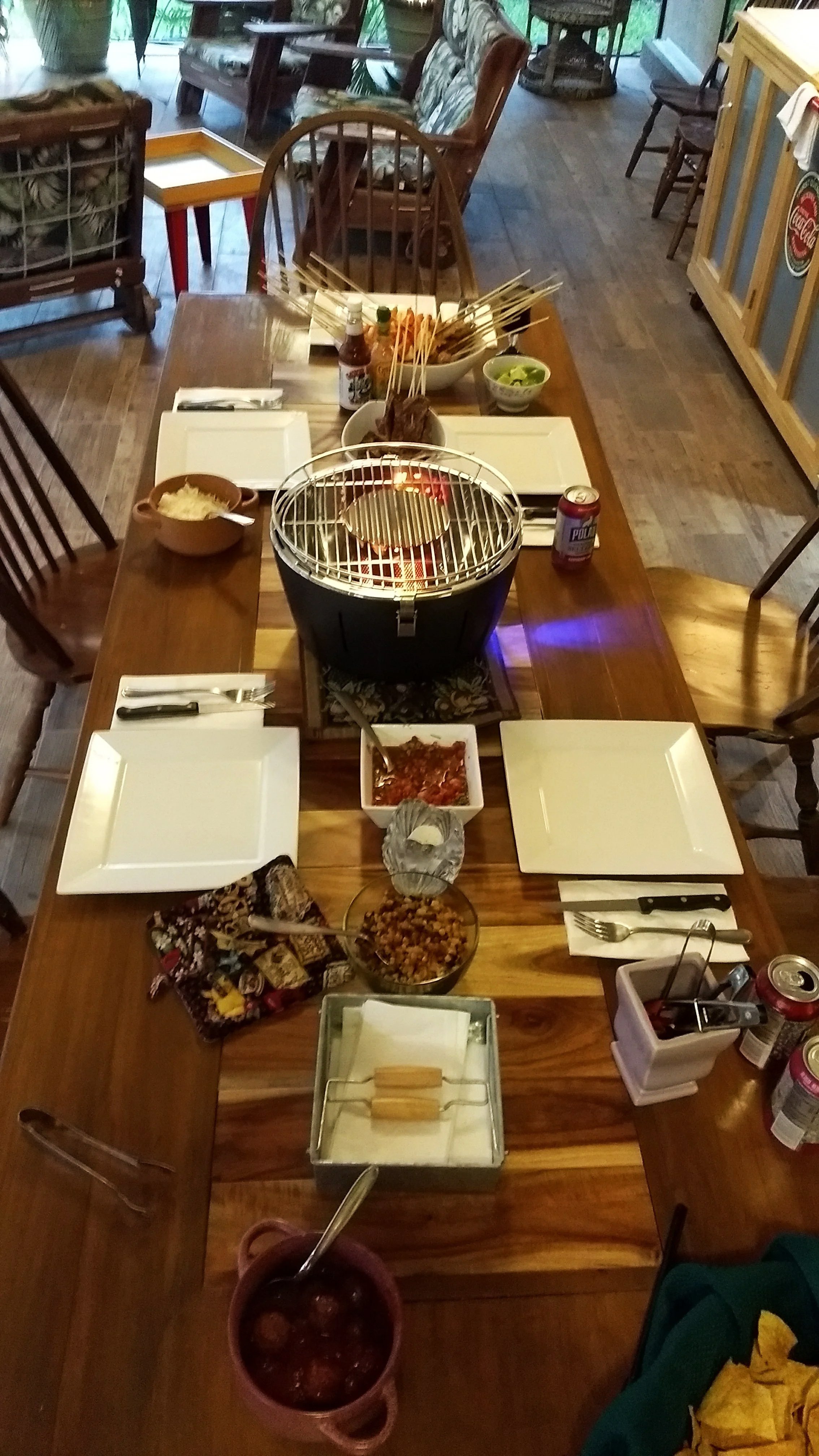 Outdoor table top grilling