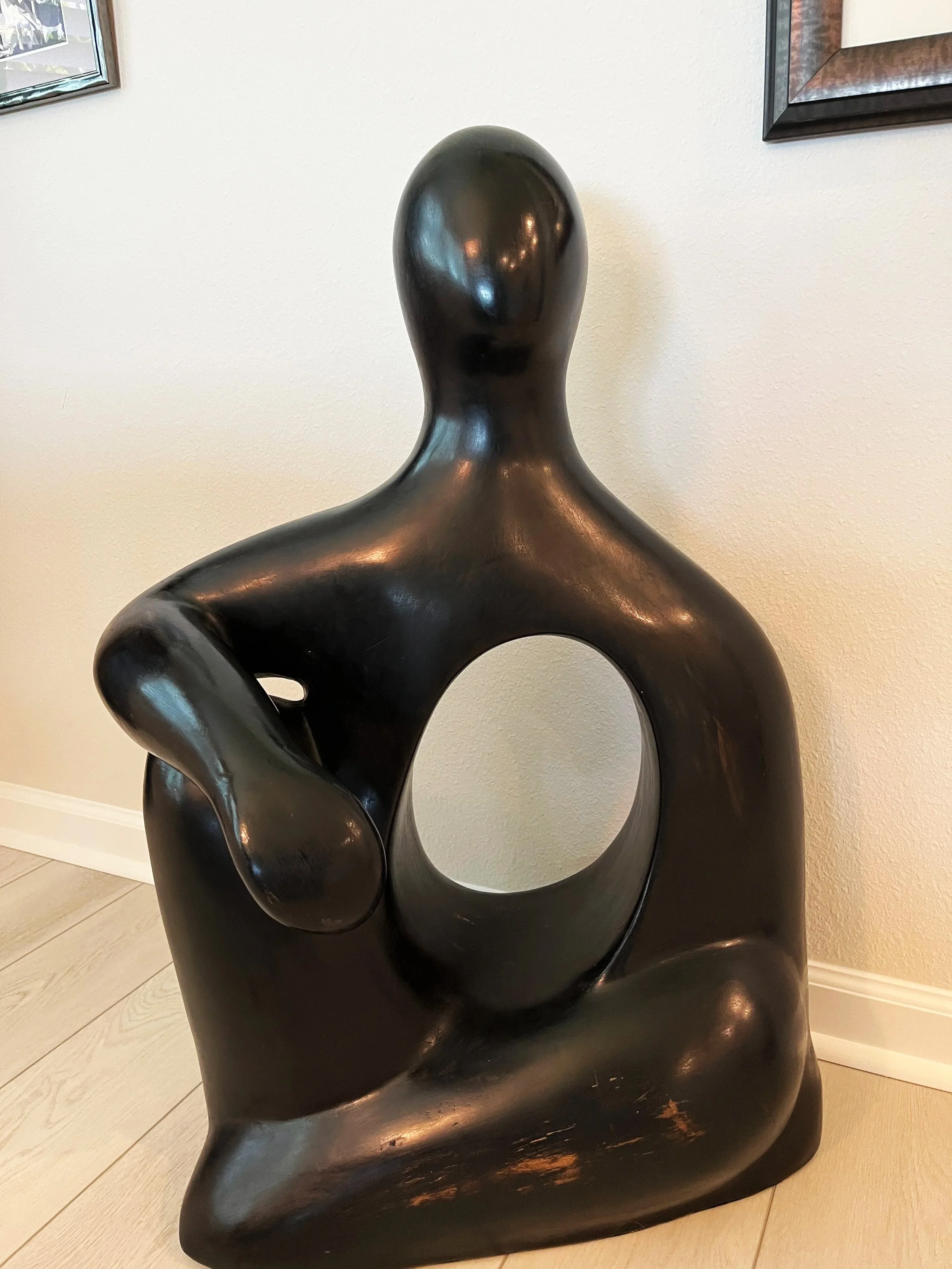 Abstract sculpture after professional restoration and refinishing