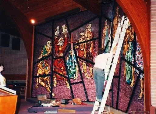 Restored architectural feature at Lakewood United Methodist Church