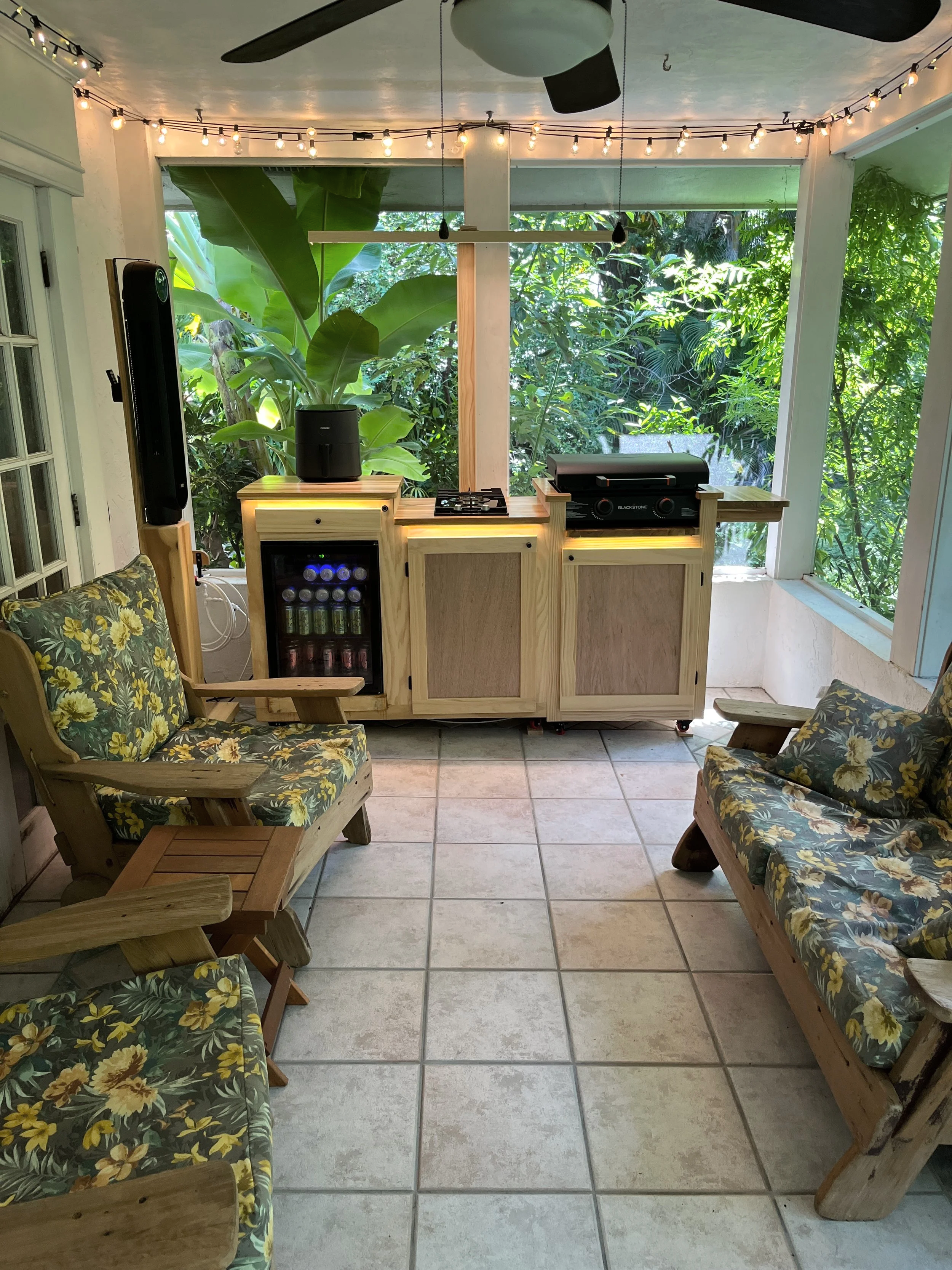 Custom modular outdoor kitchen with Blackstone griddle and organized storage