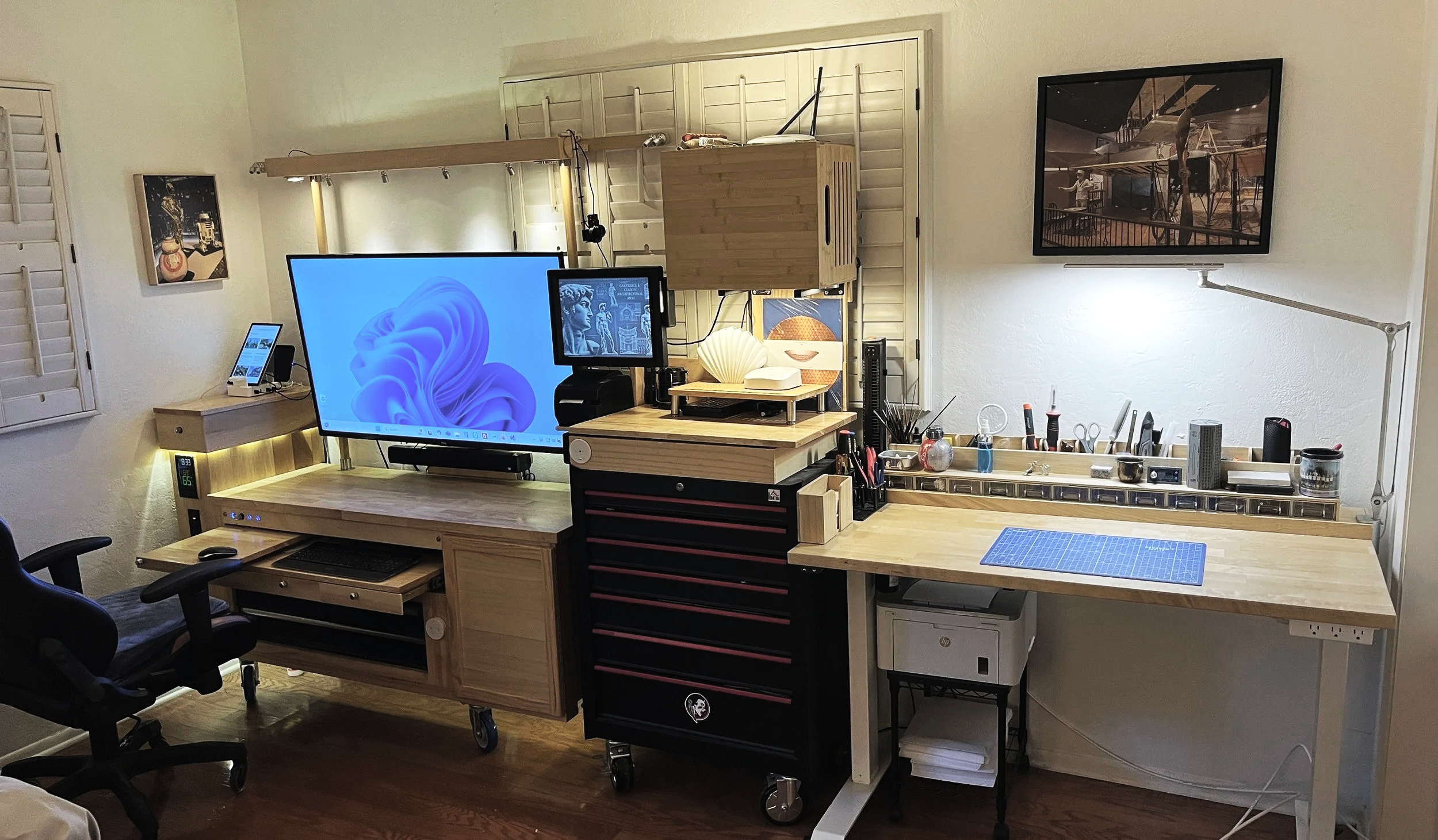 Custom home office with organized workstation and integrated storage in Sarasota