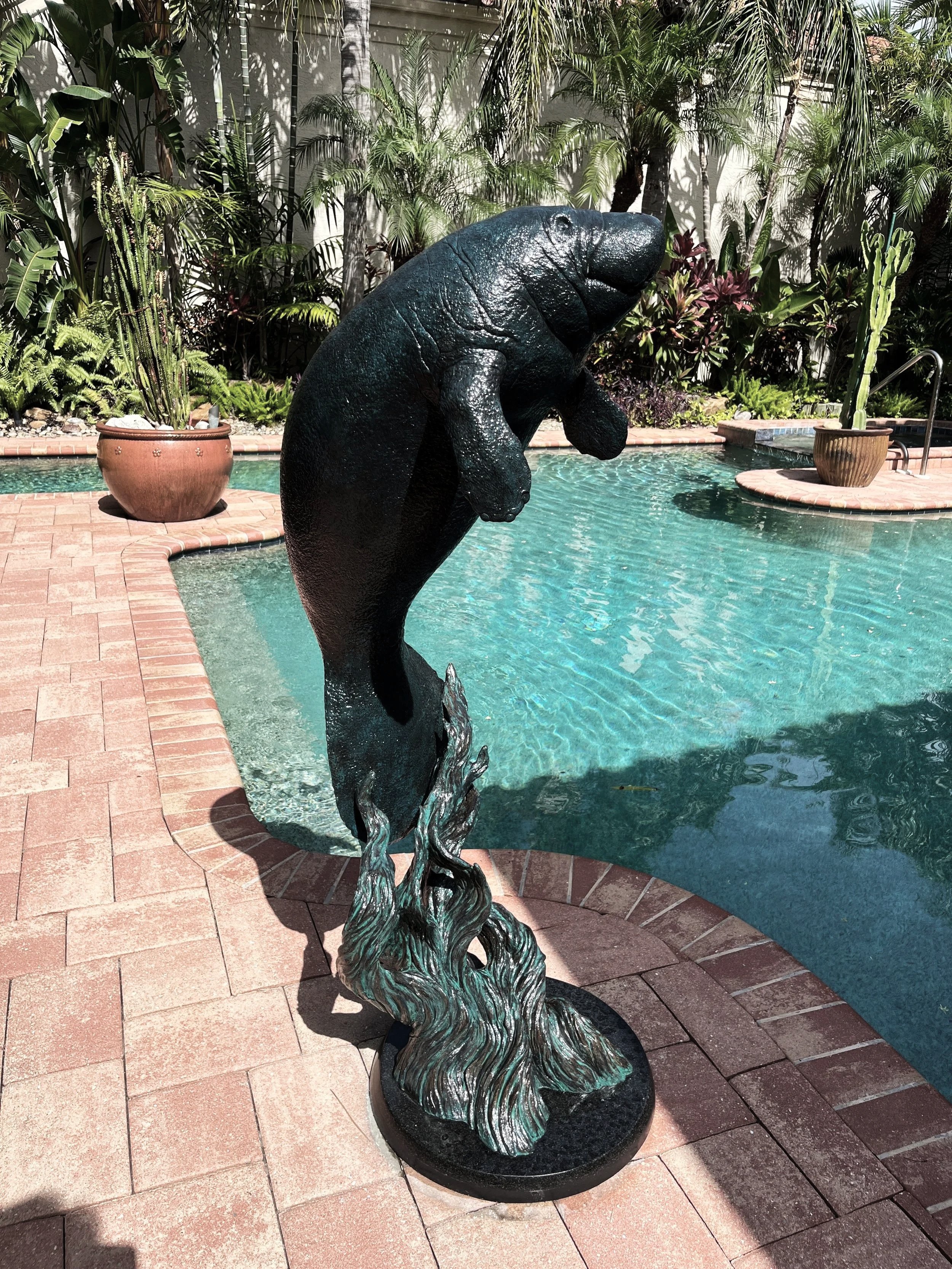 Robert Wyland manatee sculpture after restoration
