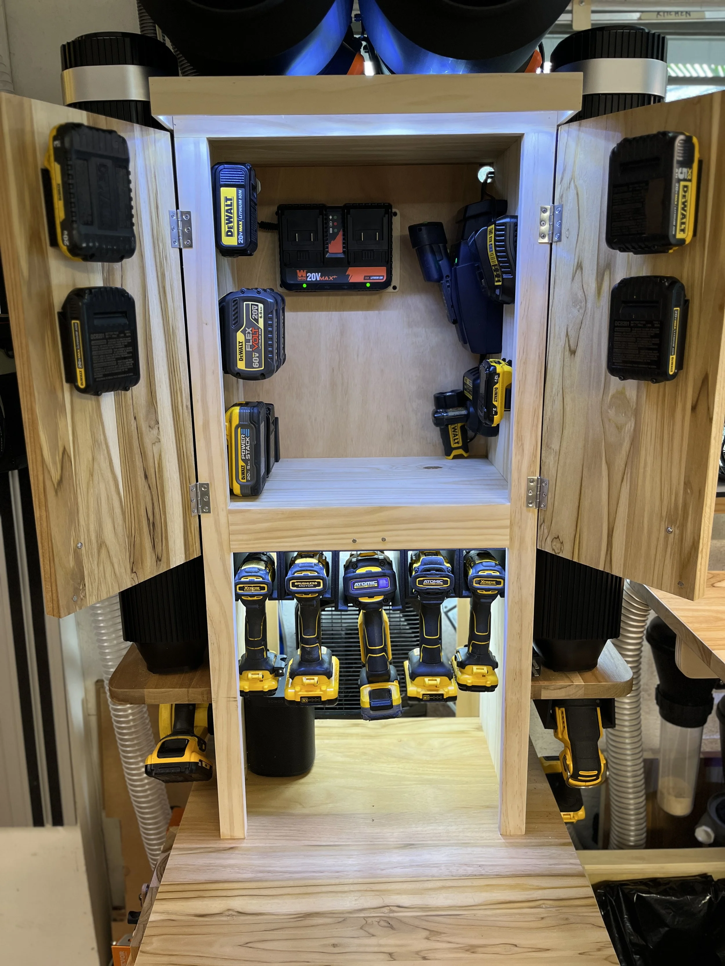Charging station with tool hangers