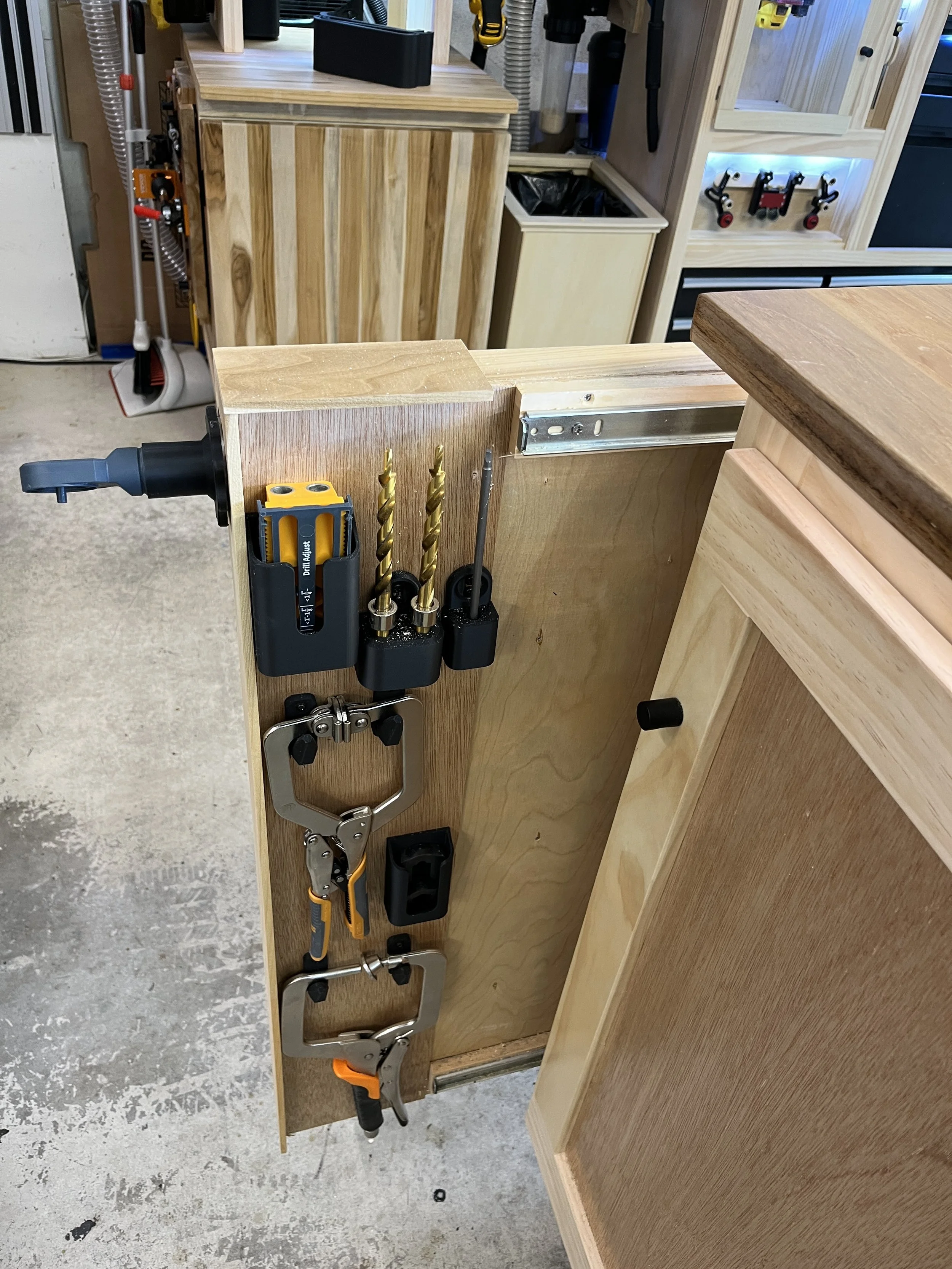 Hidden storage for pocket hole jigs