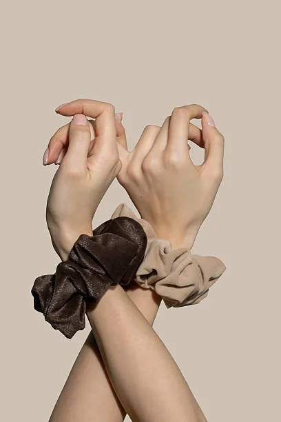 neutral toned natural fiber scrunchie