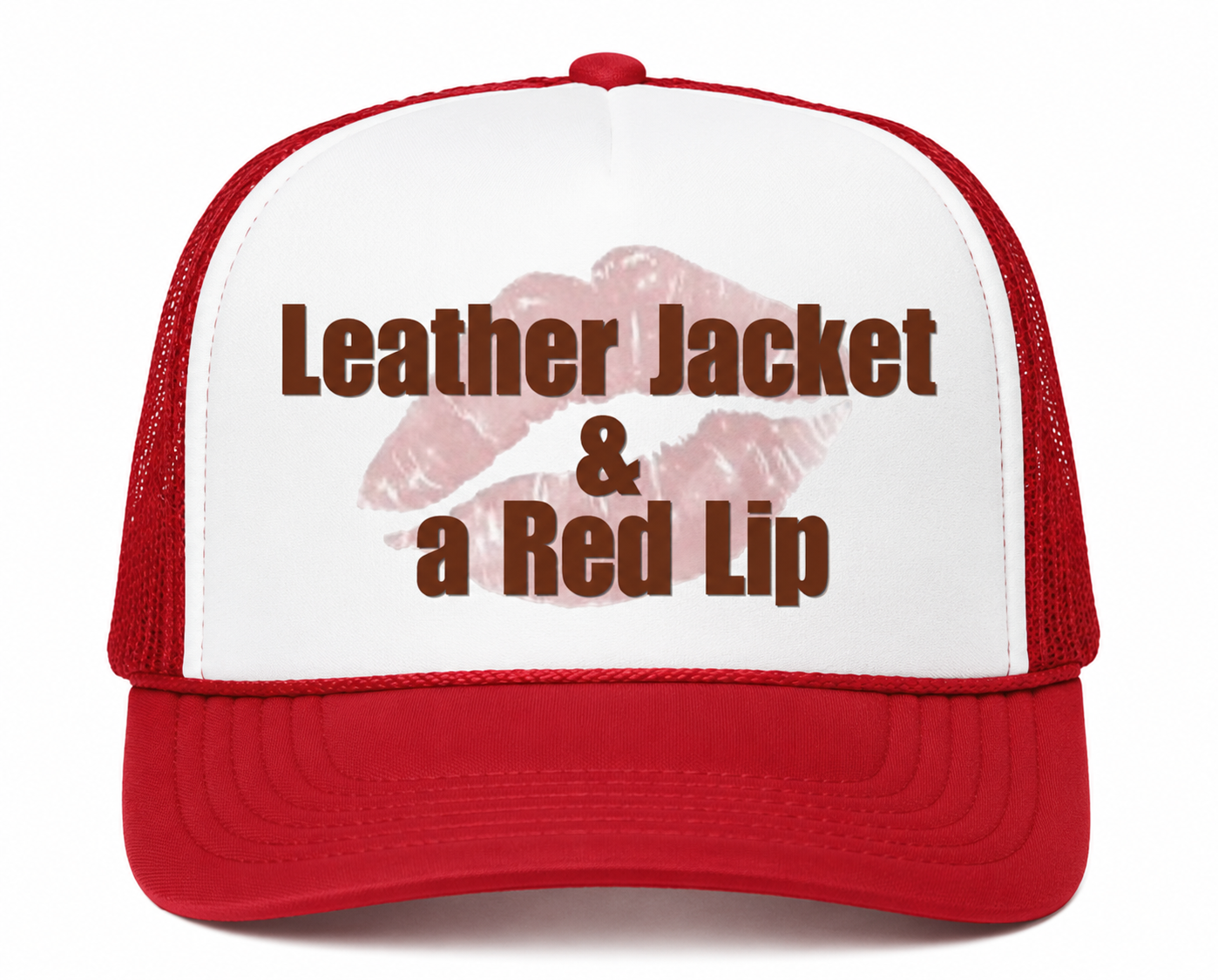 red trucker lip hat