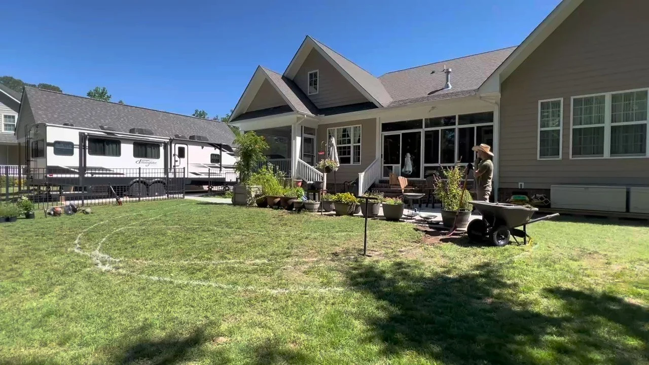 Photo before installation of a native pollinator garden designed and installed by Evergreen Eco-Scapes in Chesapeake, VA.