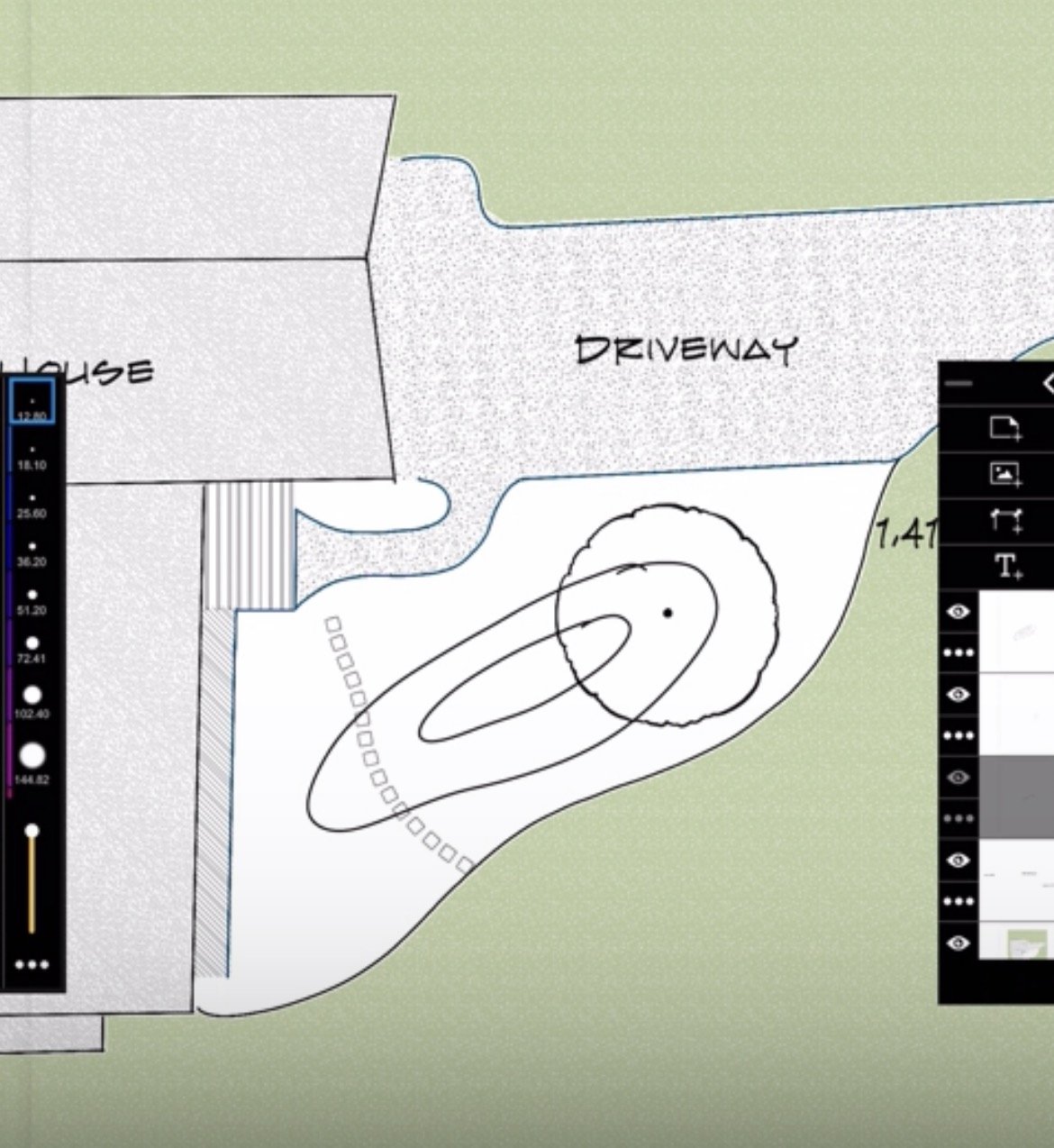 We designed a three-zoned ponding depth for water coming in from driveway and foundation.