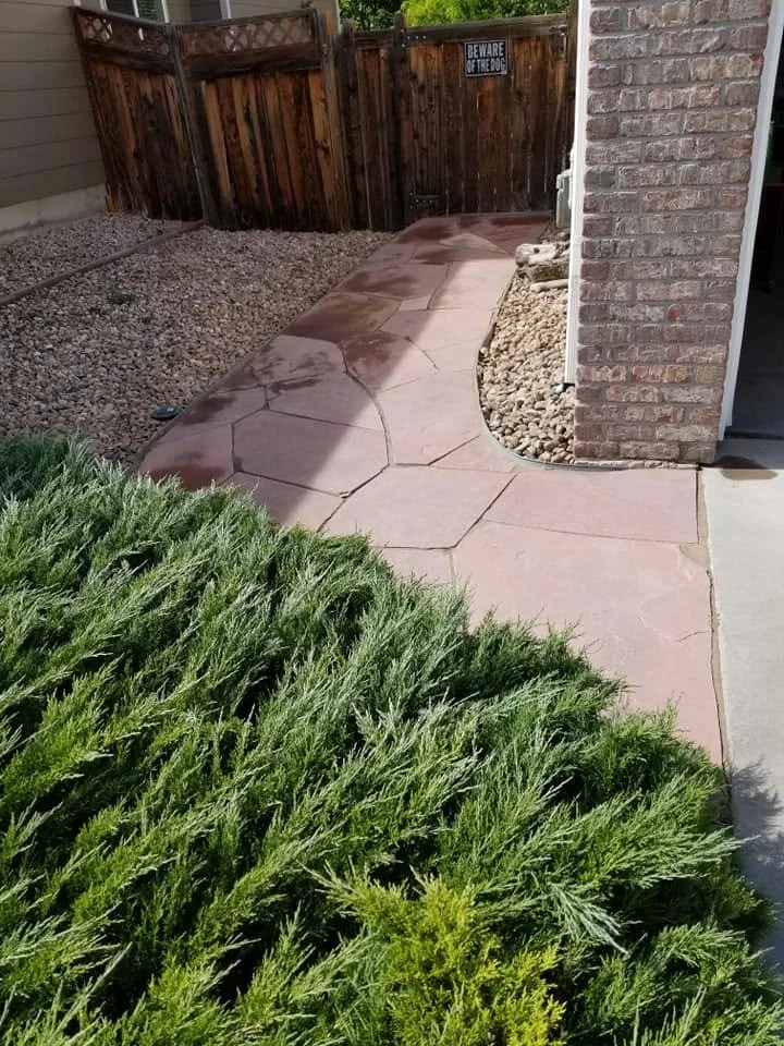 flagstone walkway to the backyard