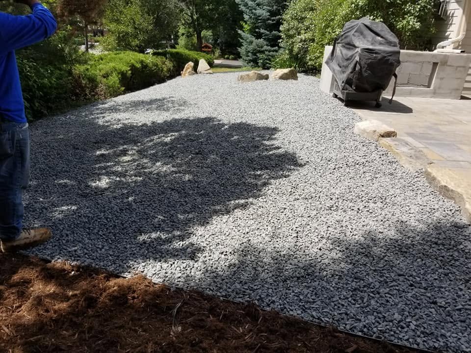 crushed rock and natural boulders