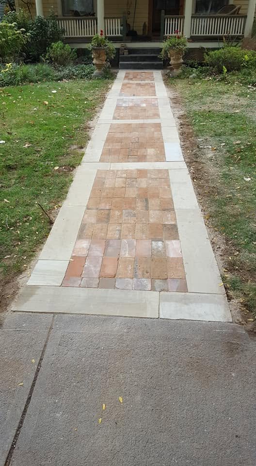 brick walkway to front door