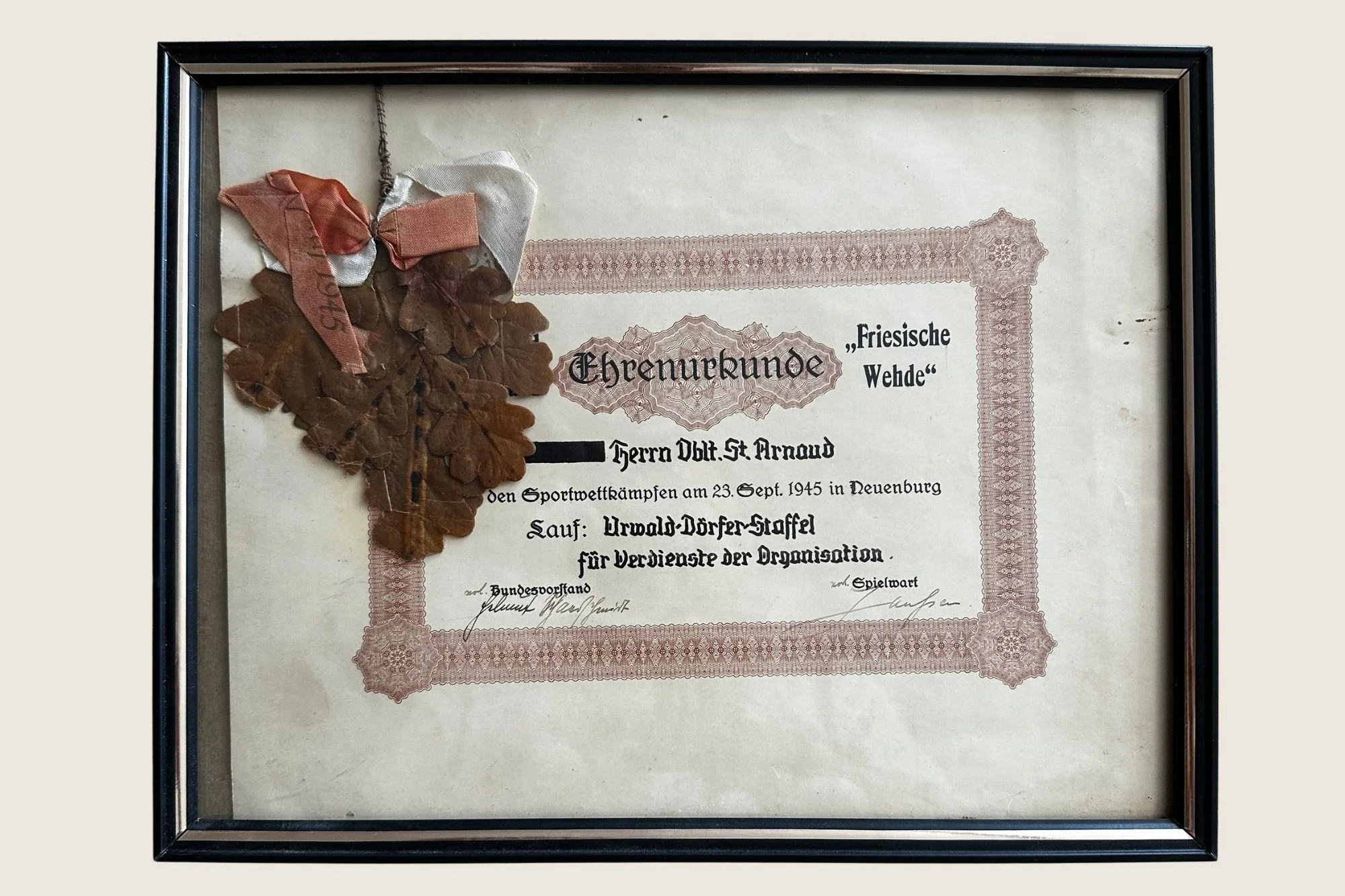 1945 Allied Occupation Urwald Forest Race Presentation to Lt. St-Arnaud