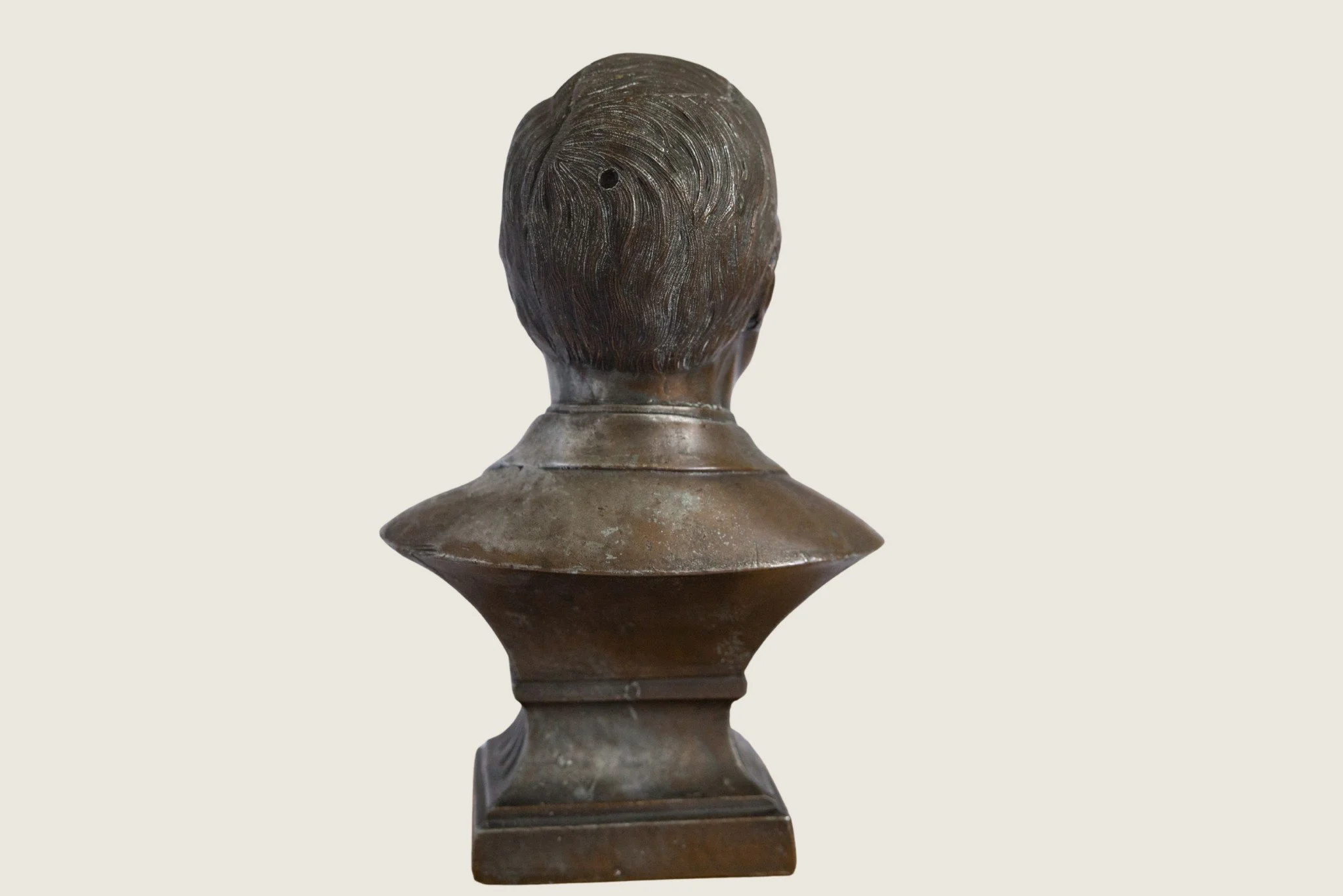 Rear view of the William McKinley commemorative bust and pedestal.