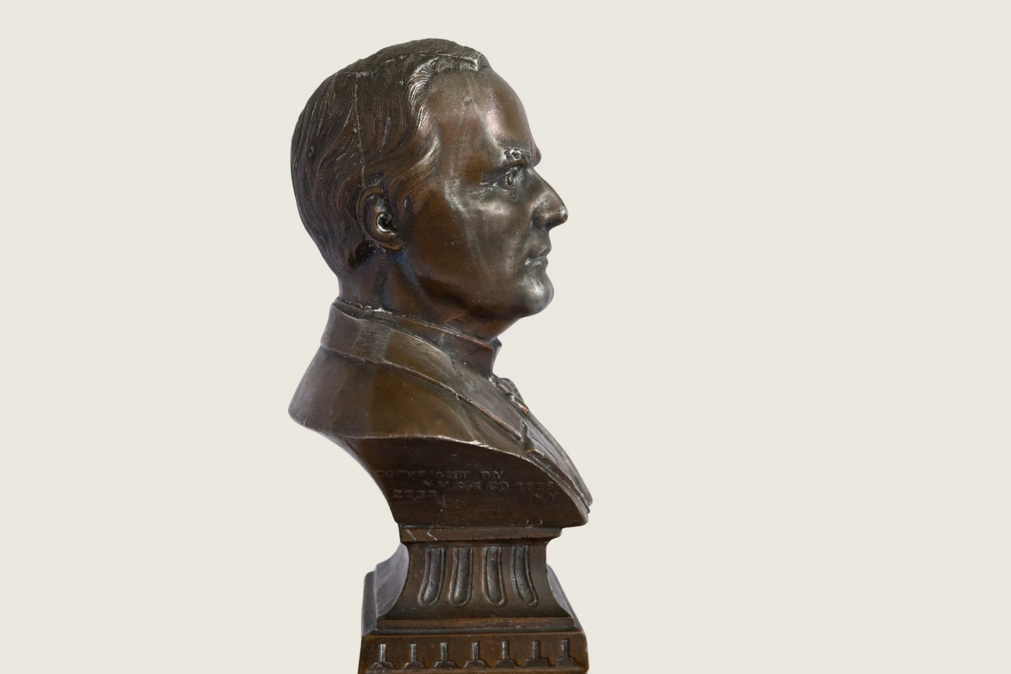 Right profile view of the William McKinley commemorative bust.