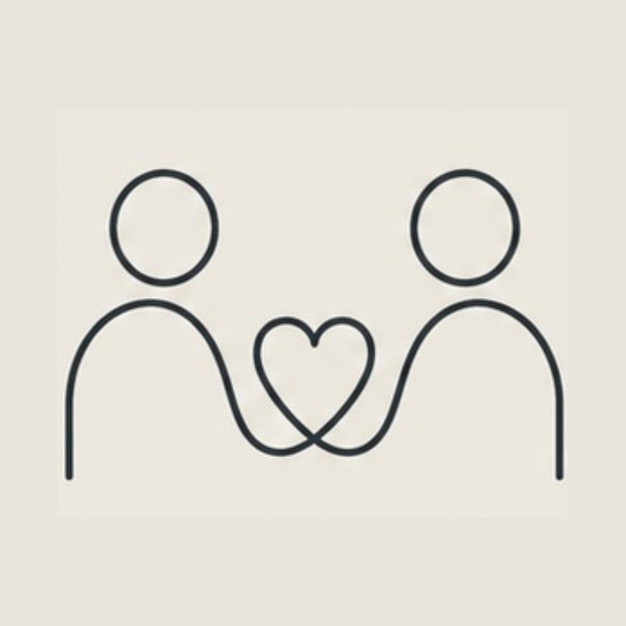 Simple black and white line drawing of a heart shape connected by an outline to a cloud outline.