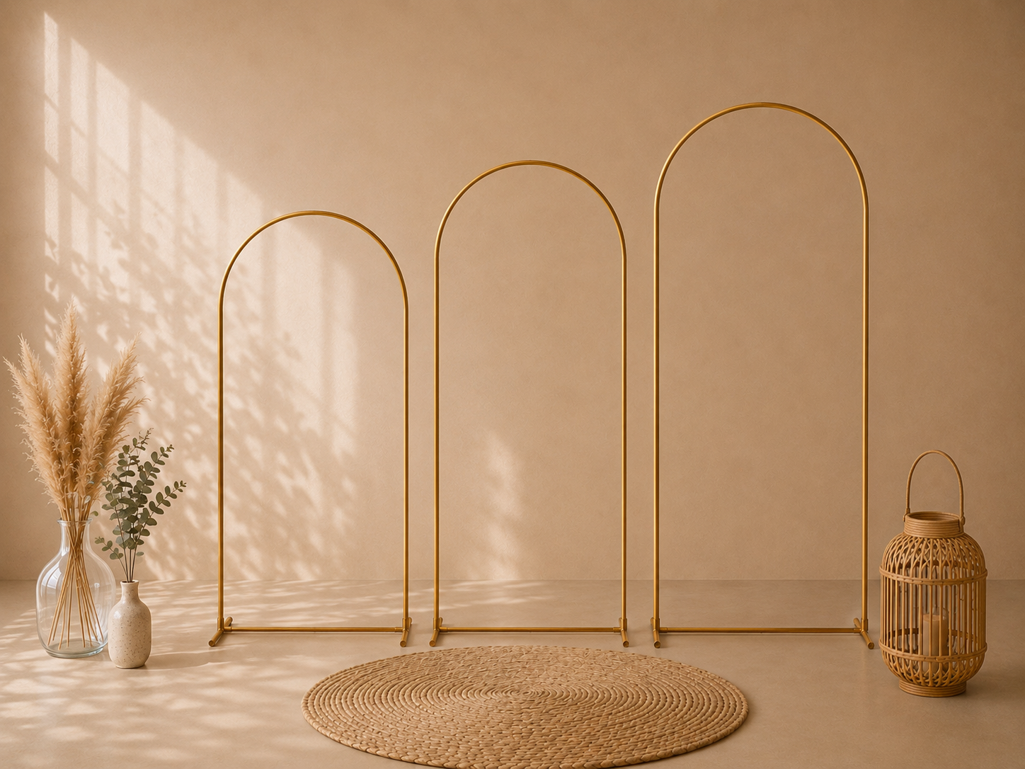 Mur de trois arches en location pour mariage, anniversaire, baptême, baby shower et événements. Décoration élégante personnalisable avec voilages, fleurs, ballons ou panneaux de bienvenue, disponible chez Les Jolis Instants sur la Côte d’Opale.