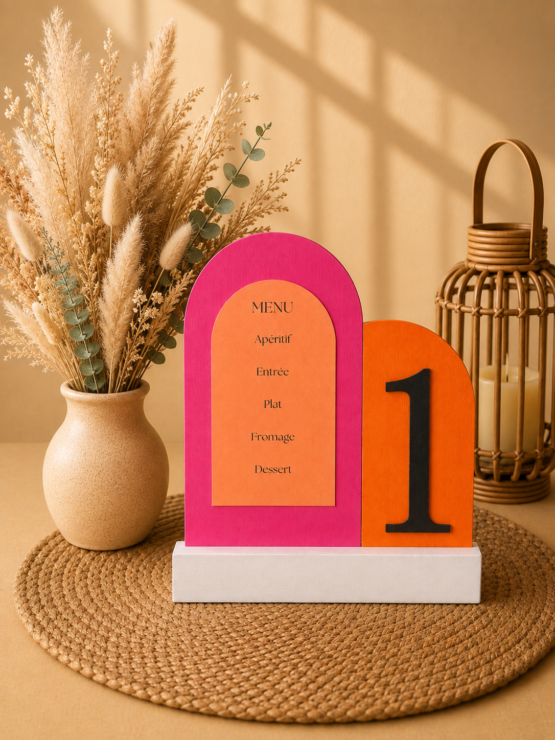 Centre de table Menu & N° - 2€ (Quantité : table 1 à 12)