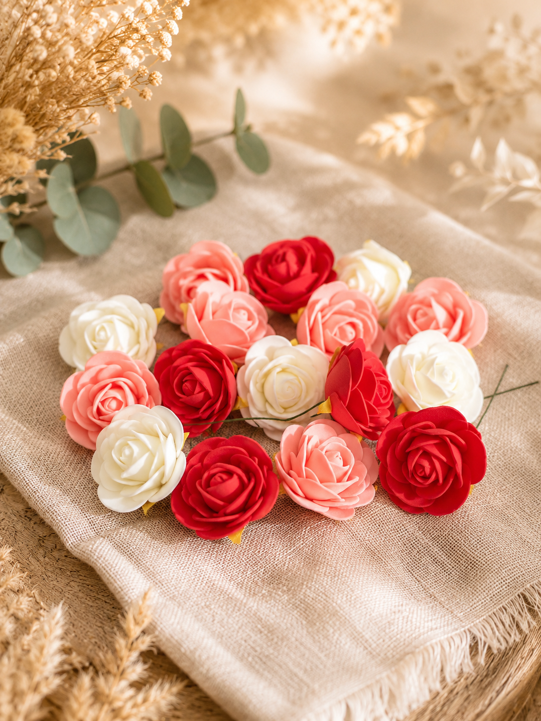 Petites roses blanches, rouges ou roses - 0,10€
