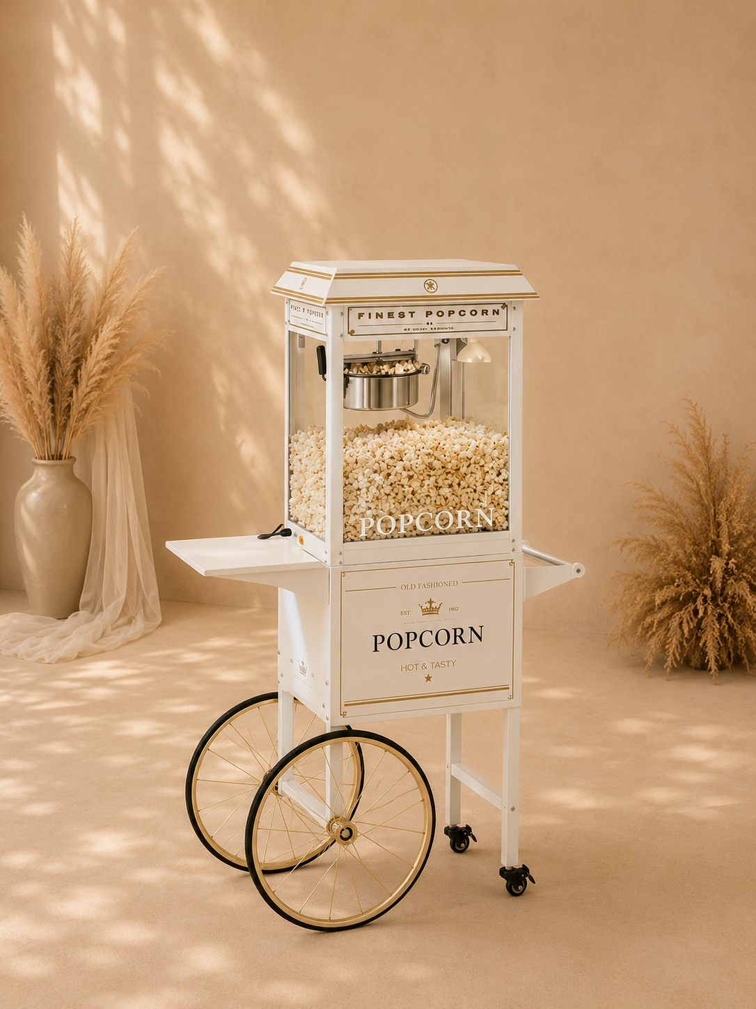 Machine chariot à popcorn blanche à découvrir bientôt chez Les Jolis Instants