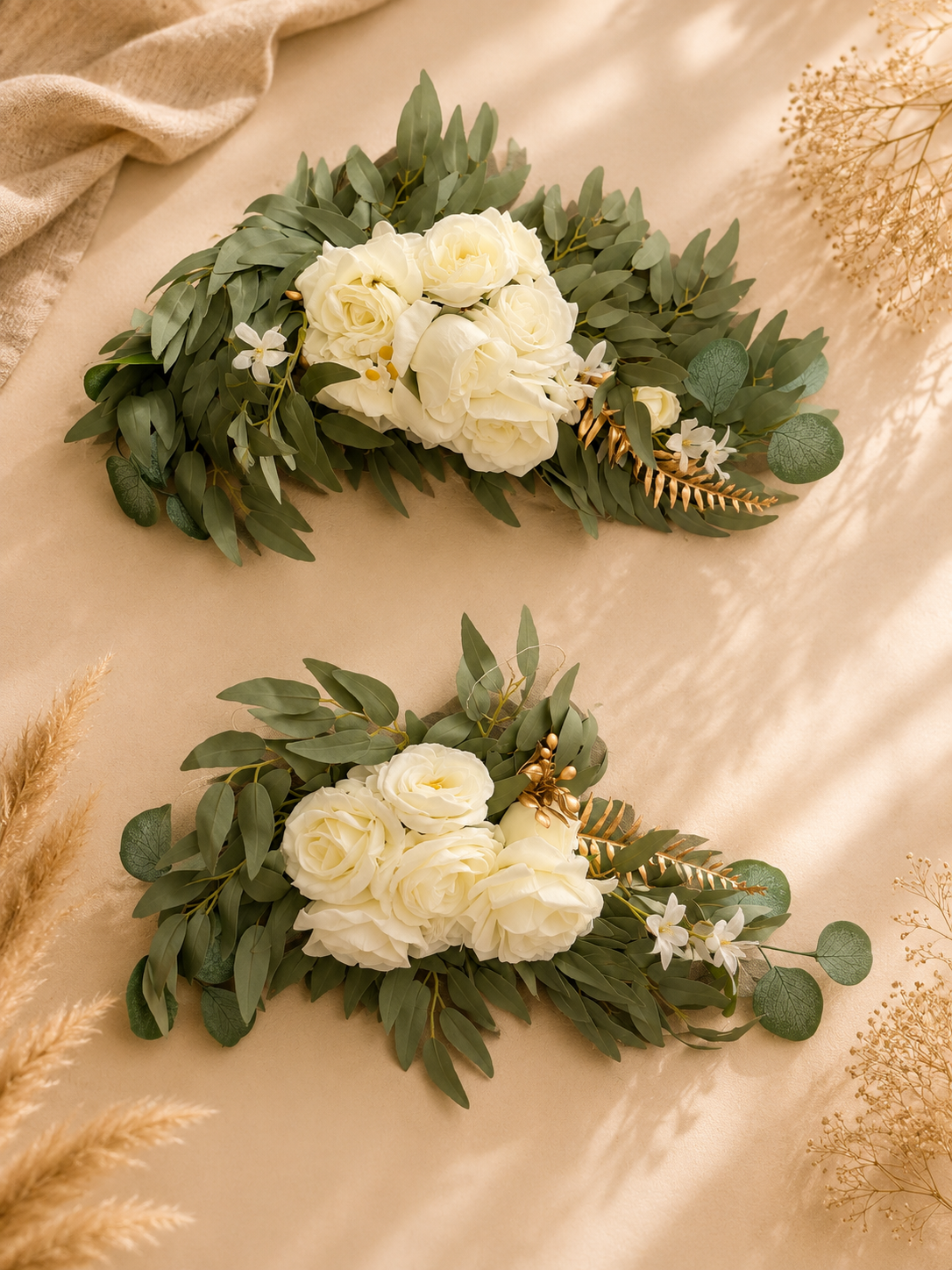 Duo composition florale blanche pour arche ou chevalet - 7€
