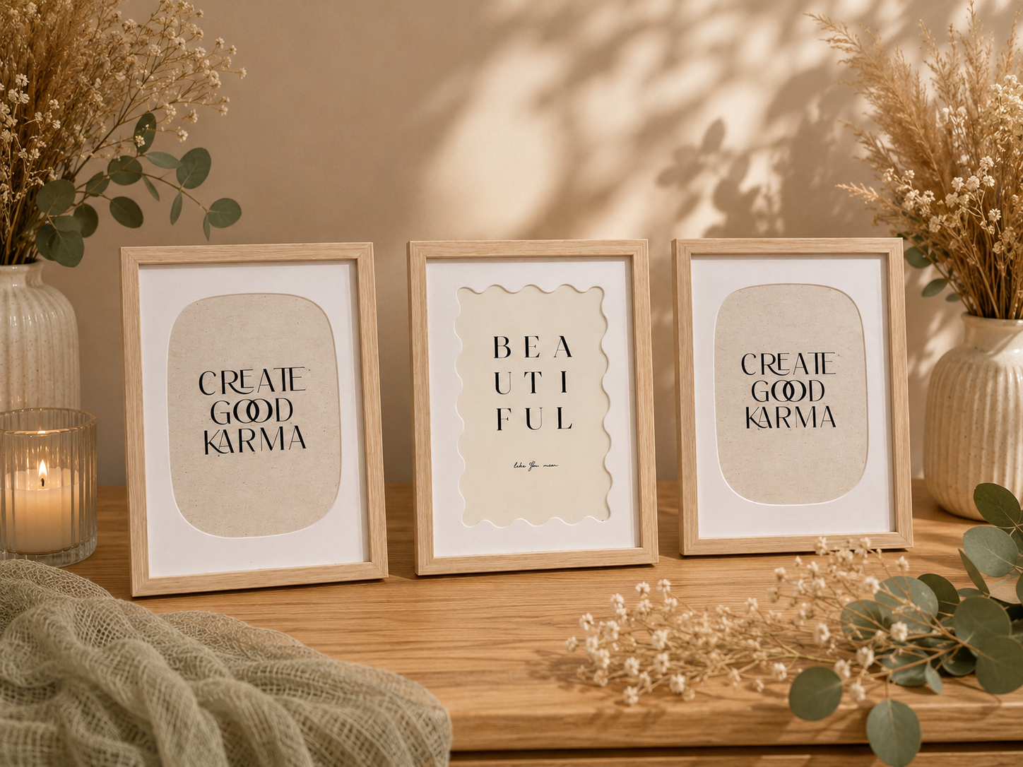 Lot de cadres décoratifs en bois en location pour personnaliser votre décoration d’événement.

