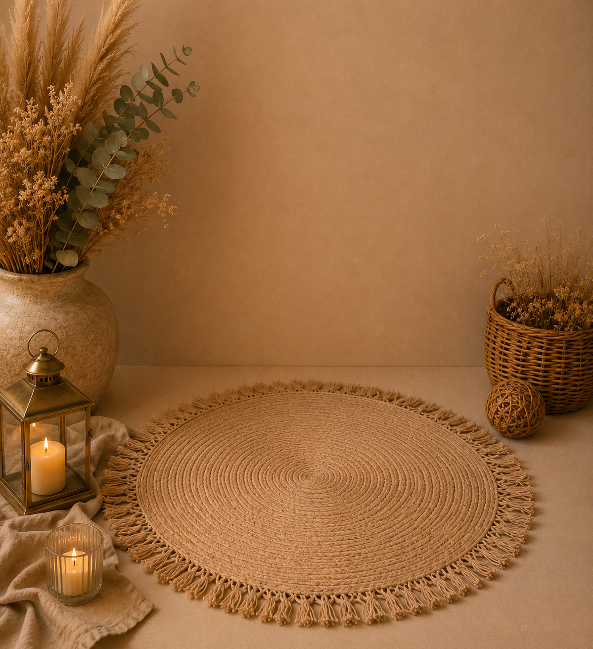 Tapis en jute avec pompon 90cm - 5€ (Quantité : 2)