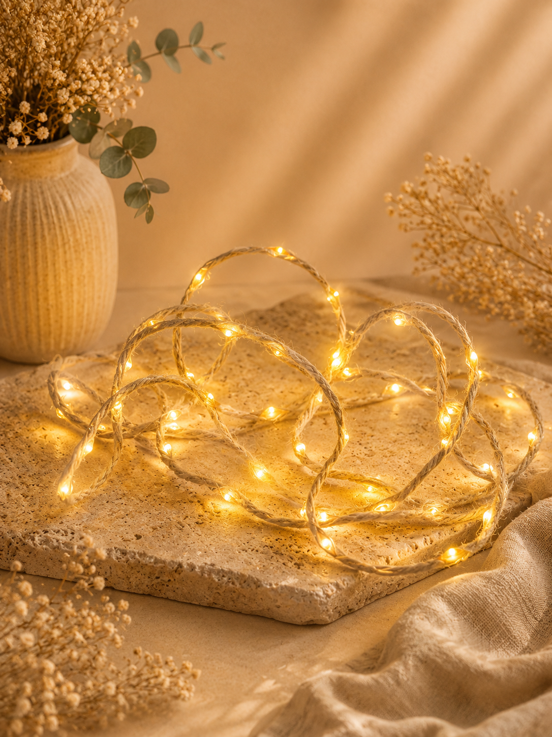 Corde en jute lumineuse 2m - 2€ (piles incluses)