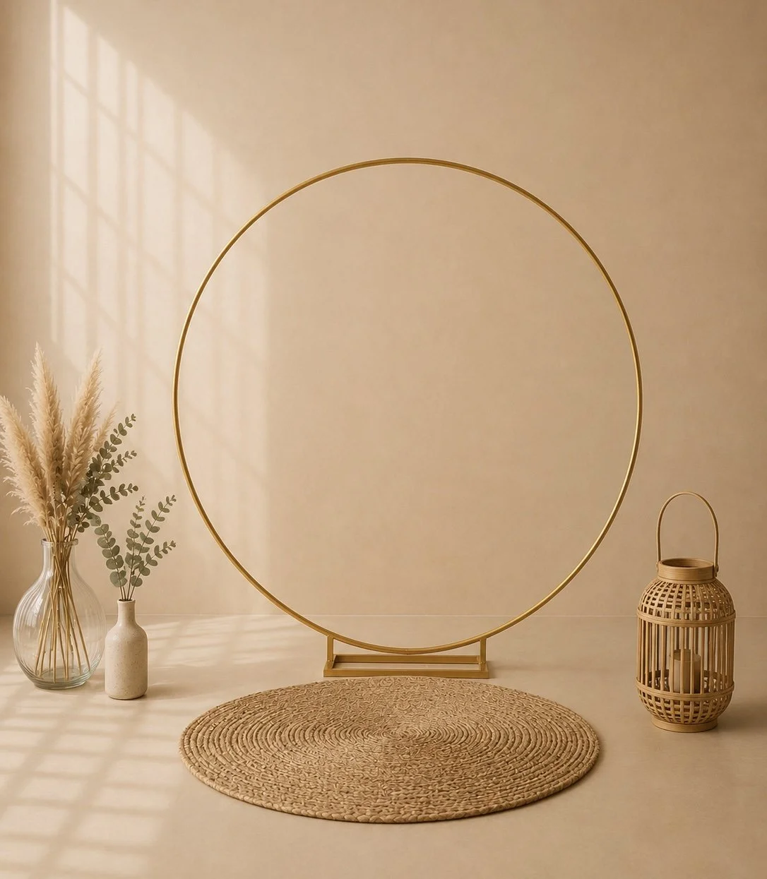 Arche ronde en métal en location pour mariage, baptême, anniversaire, baby shower et gender reveal. Idéale pour créer un coin photo ou mettre en valeur une cérémonie avec fleurs, ballons ou voilages. Disponible chez Les Jolis Instants.