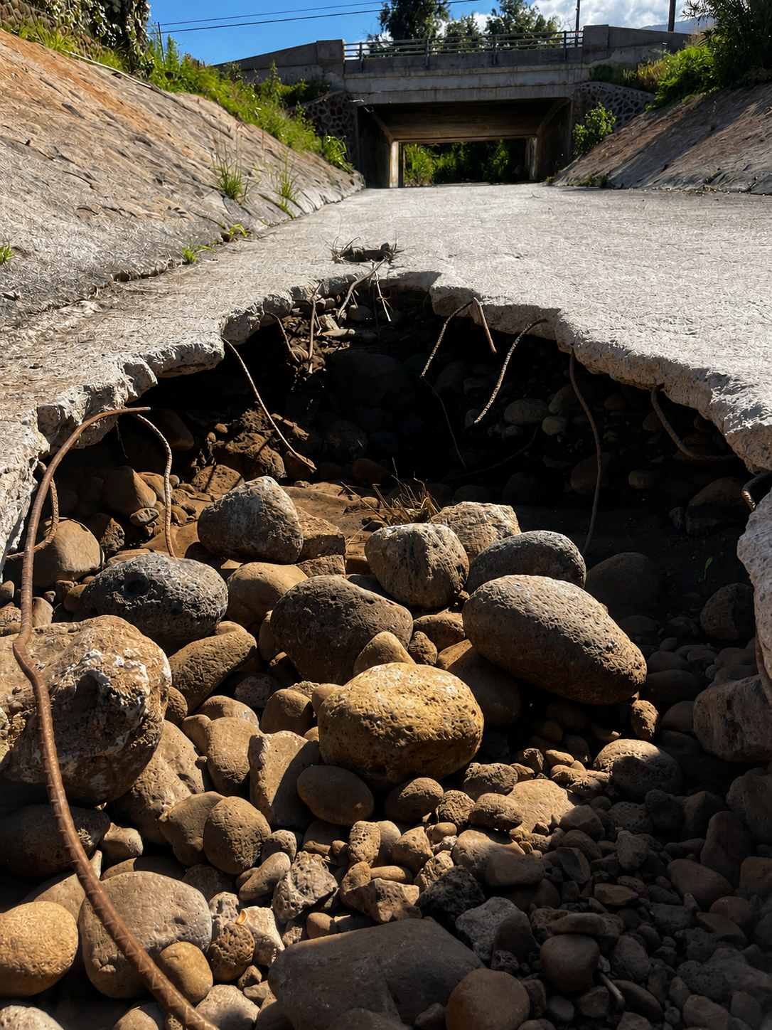 drainageway broken after heavy rain in lahaina