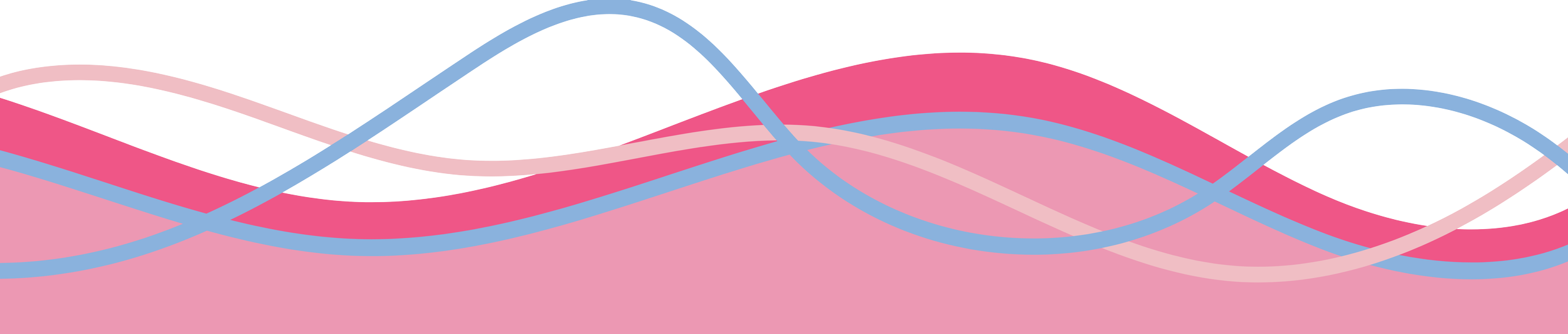 Abstract background with pink, white, blue, and yellow flowing wave-like lines.