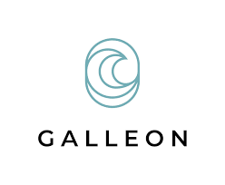 Galleon logo with circular emblem above the word Galleon in black letters