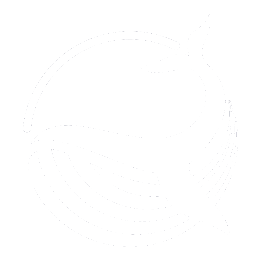 A black and white logo of a stylized whale with a circular design surrounding it (logomark for THE PACK, Kate Inglis's Substack).