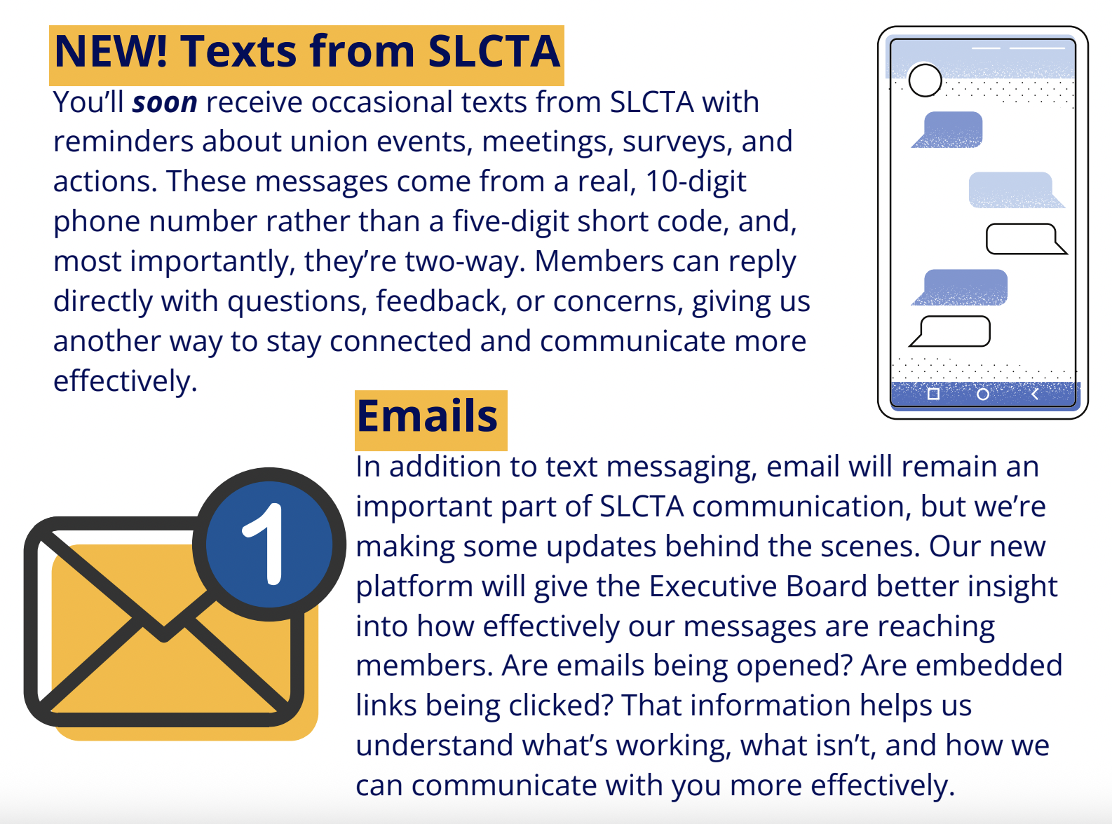 Texting and Emails from SLCTA