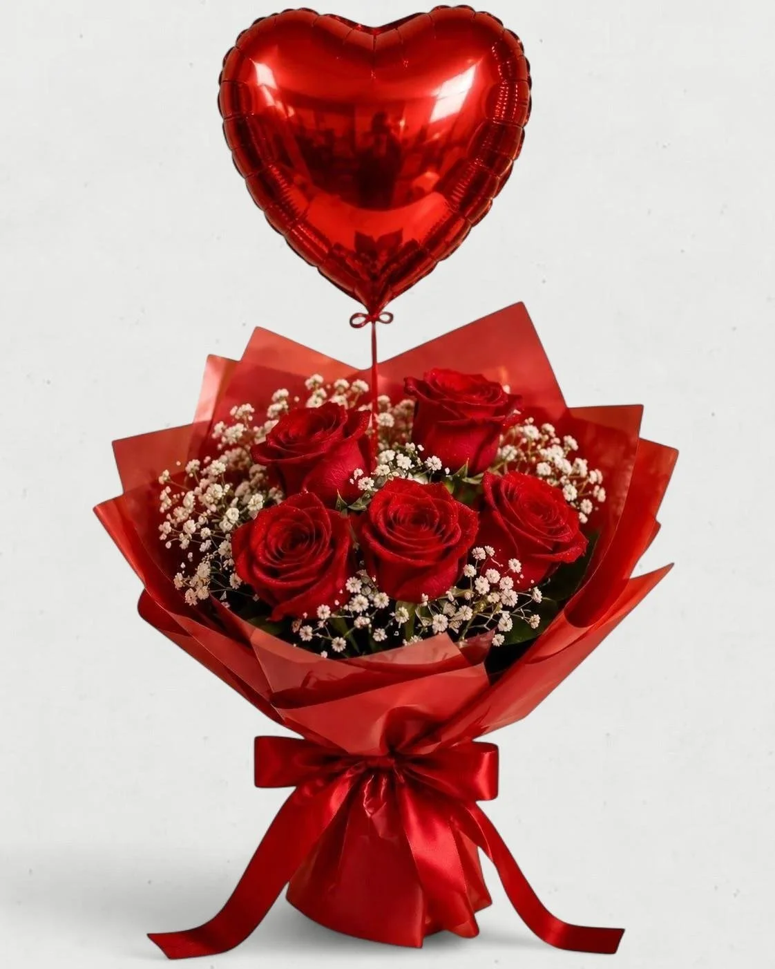 Red Rose bouquet with heart
