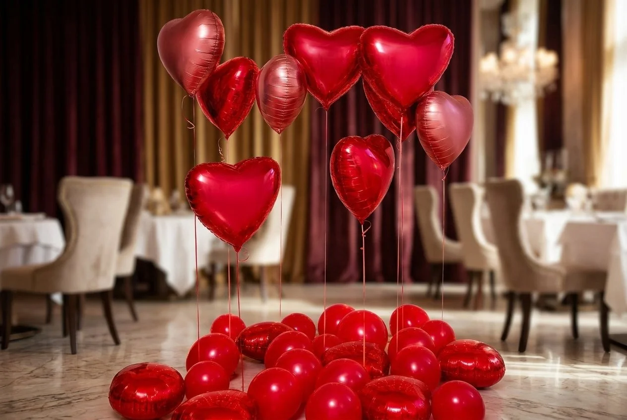 Single Red Heart Shaped Foil Balloon with Helium