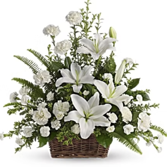 Peaceful White Lilies Basket
