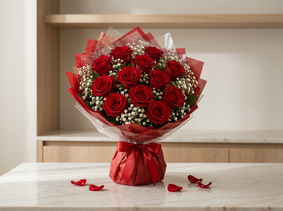 Classic Dozen Red Rose Bouquet