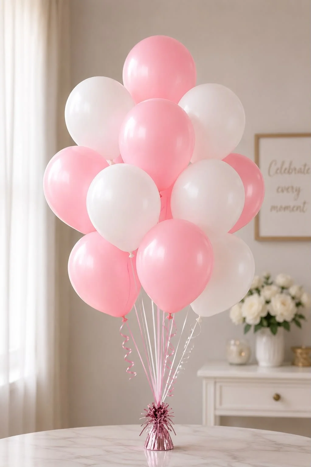 Pink & White Latex Balloon Bouquet
