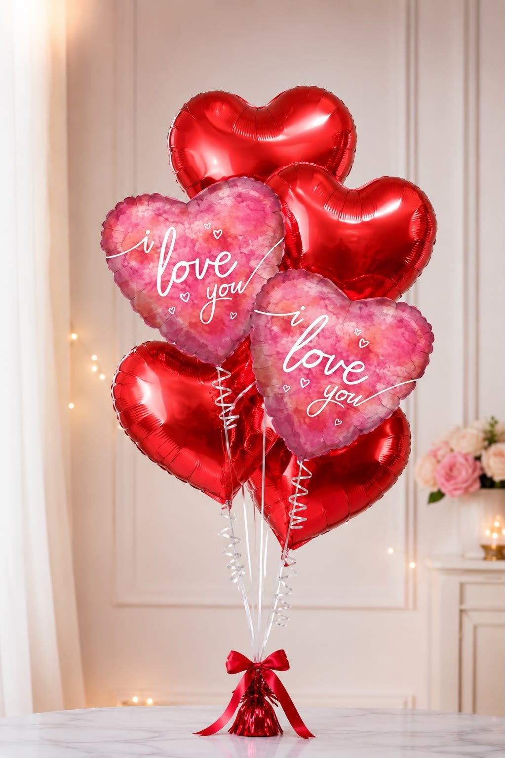A romantic helium balloon bouquet