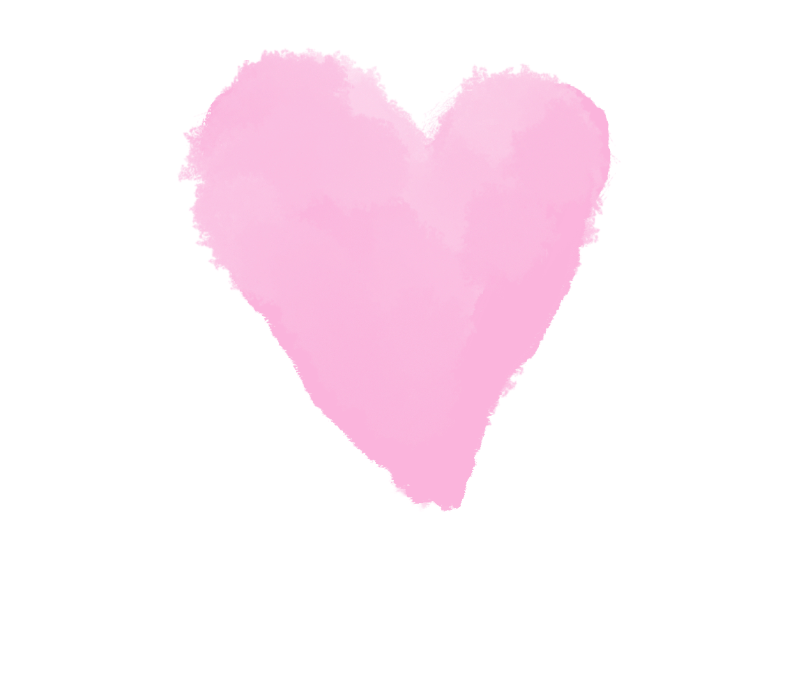 Pink heart with a black handwritten message that says "I love you".