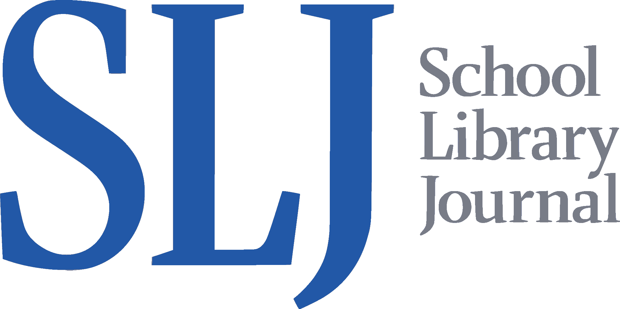 Logo of the School Library Journal featuring the initials S L J in large blue letters and the words 'School Library Journal' in gray.