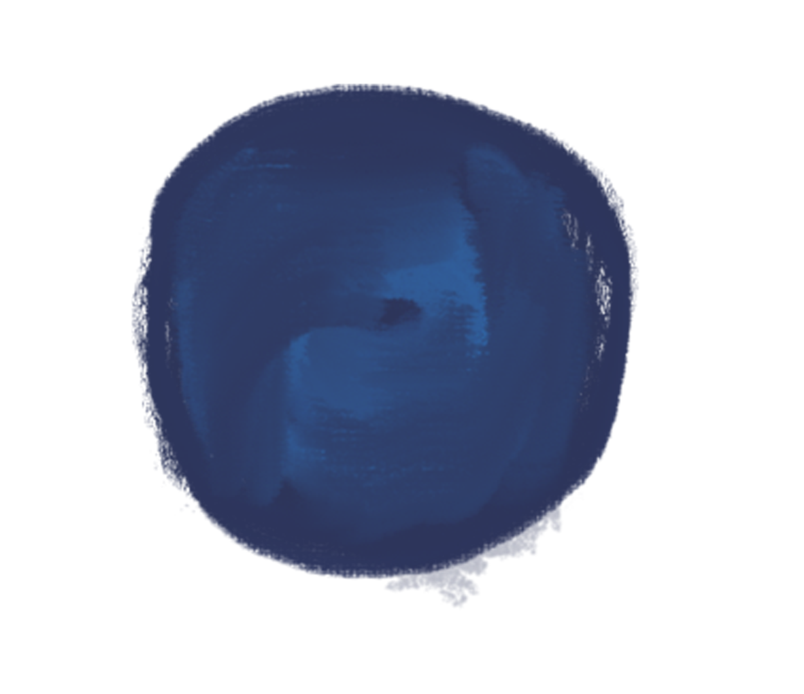 Close-up of a smiling face with a blue tint, appears abstract or painted.
